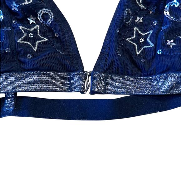 Women’s Size Small Navy Blue and Silver Celestial Bralette - Picture 5 of 5